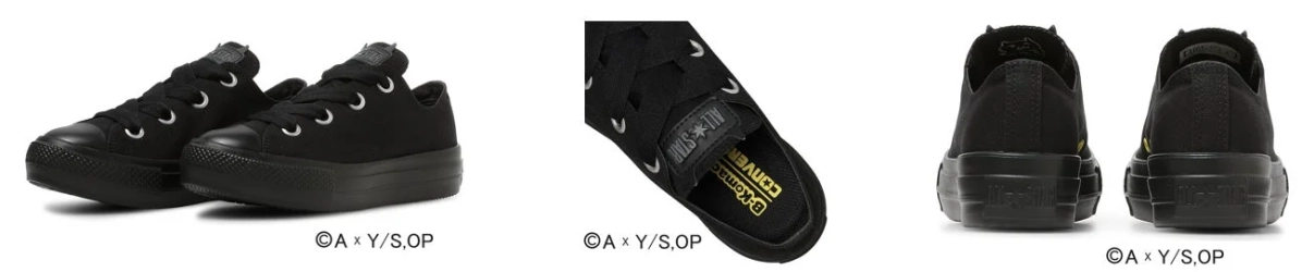 黒いキャンバス地の厚底ローカットスニーカー