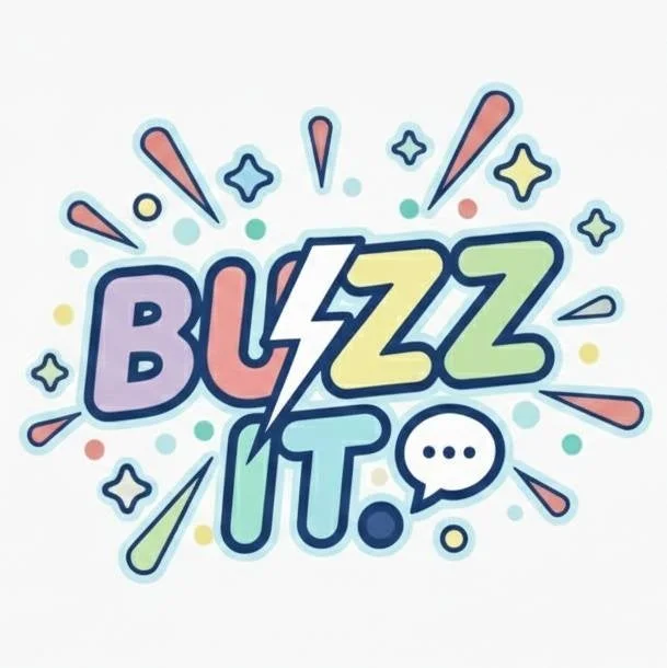「BUZZ IT.」というカラフルな文字