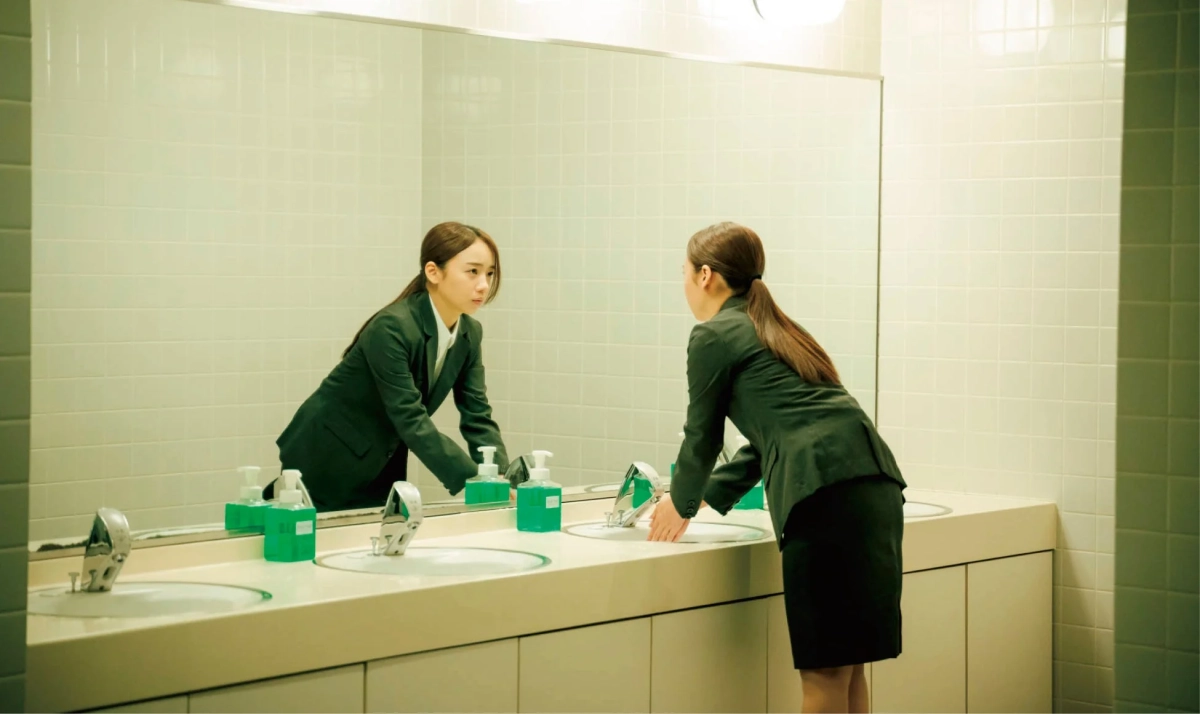 洗面台で手洗いする女性