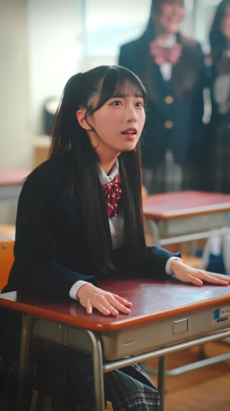 教室で驚く女子学生