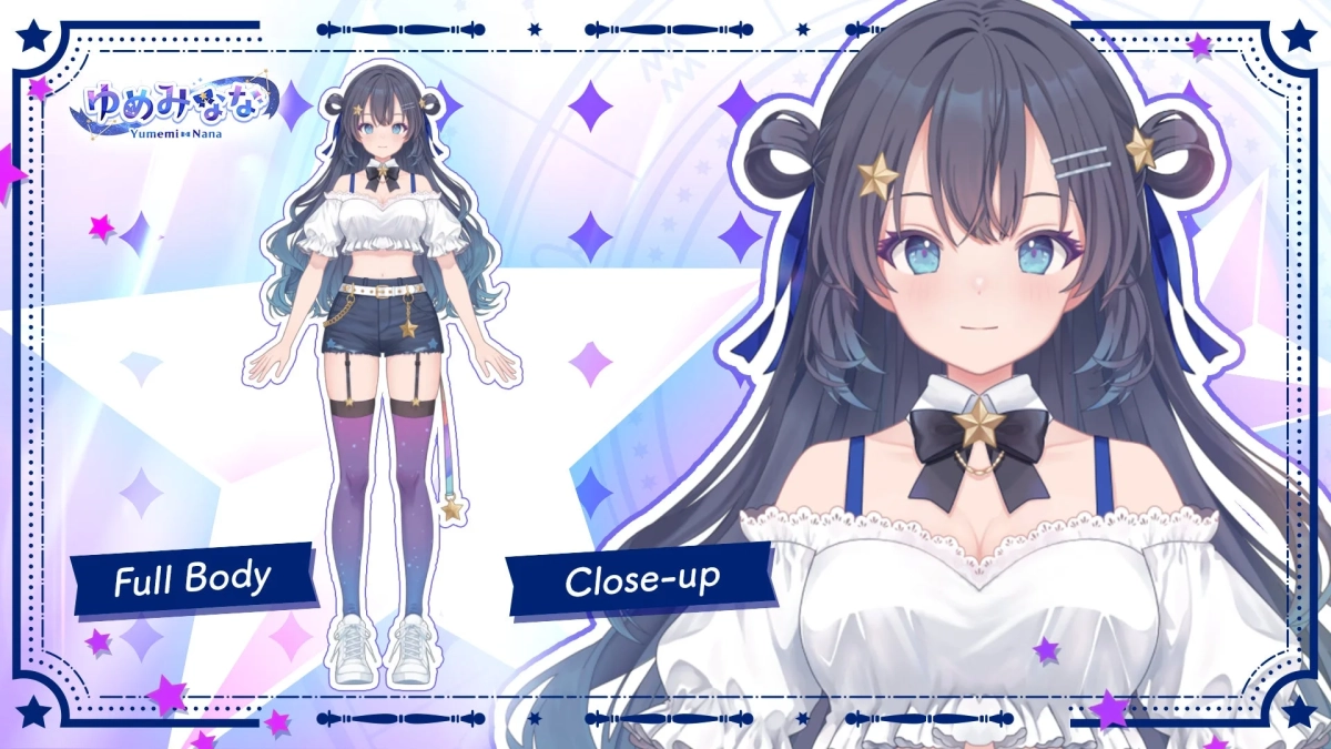 VTuber「ゆめみなな」の全身とクローズアップ