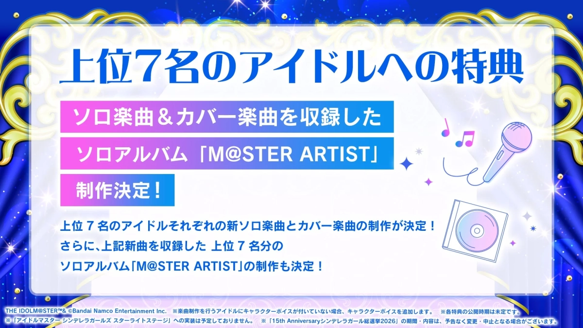 上位7名のアイドルへの特典