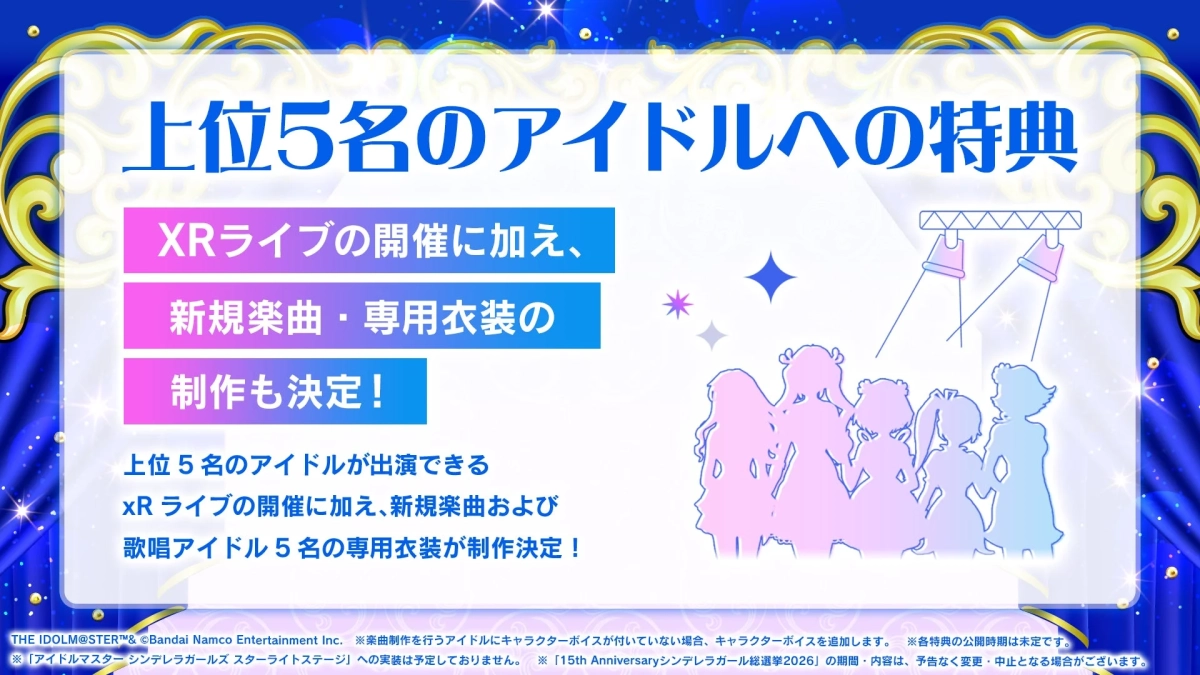 上位5名のアイドルへの特典