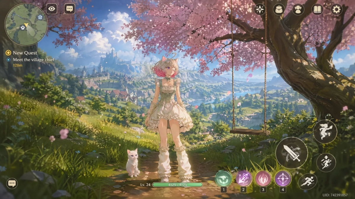ゲームUI付き猫耳少女
