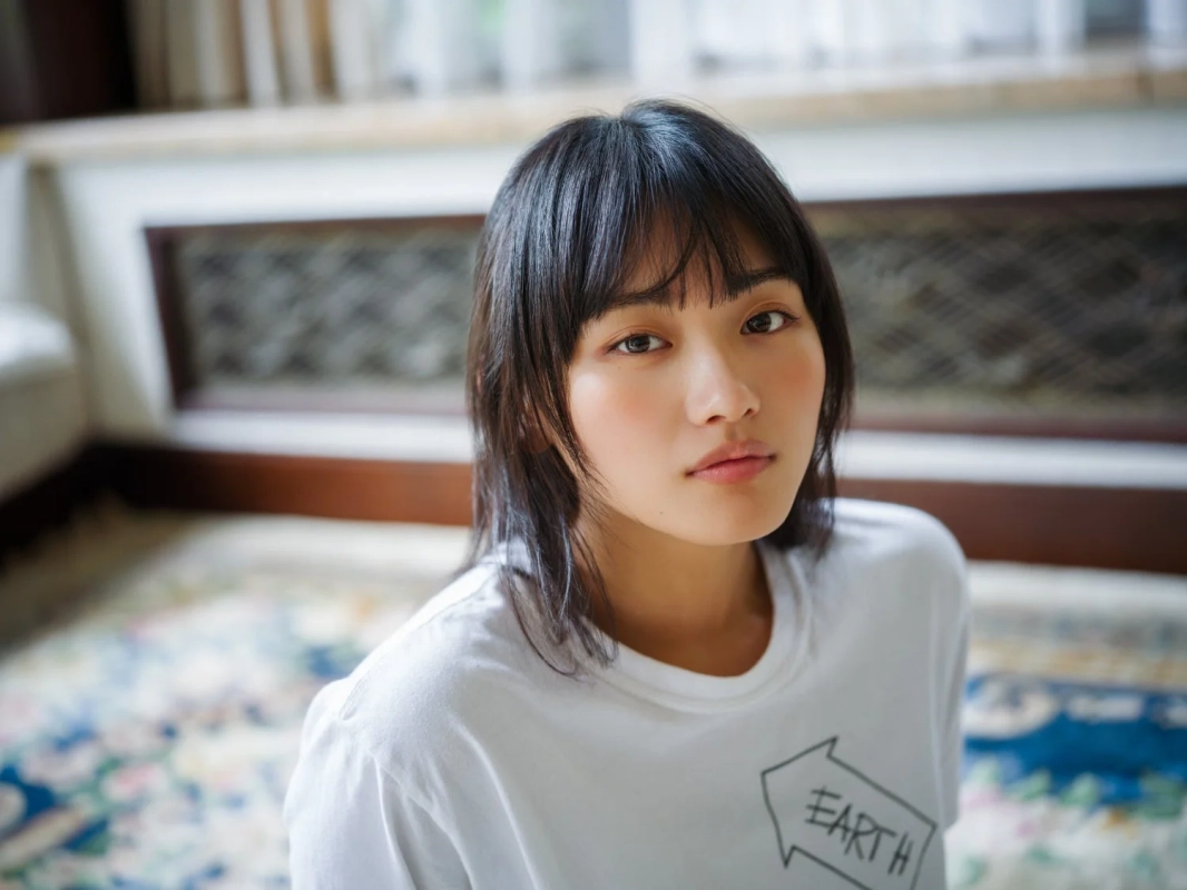 白いTシャツ姿でカメラを見つめる山﨑天