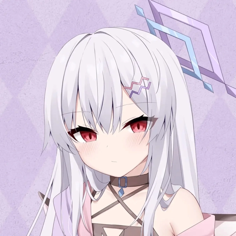白い長髪と赤い瞳を持つアニメスタイルの少女