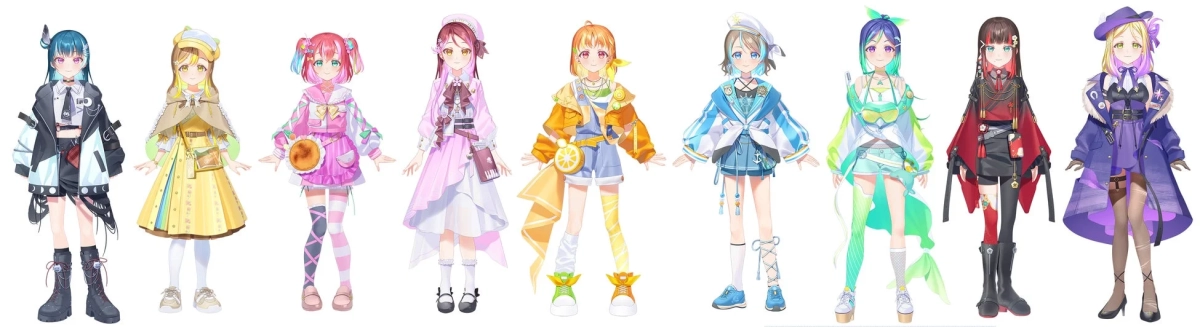 9人のアニメ風キャラクターイラスト
