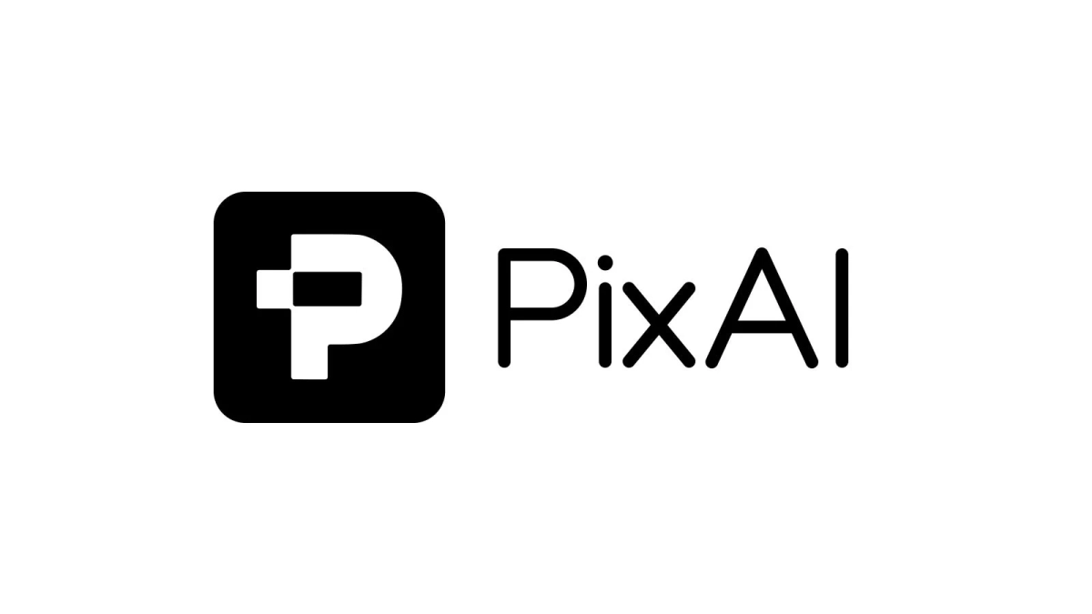 黒い背景に白抜きの「P」のロゴマークと、その右に「PixAI」というテキストが描かれた、シンプルでモダンなデザインの画像です。