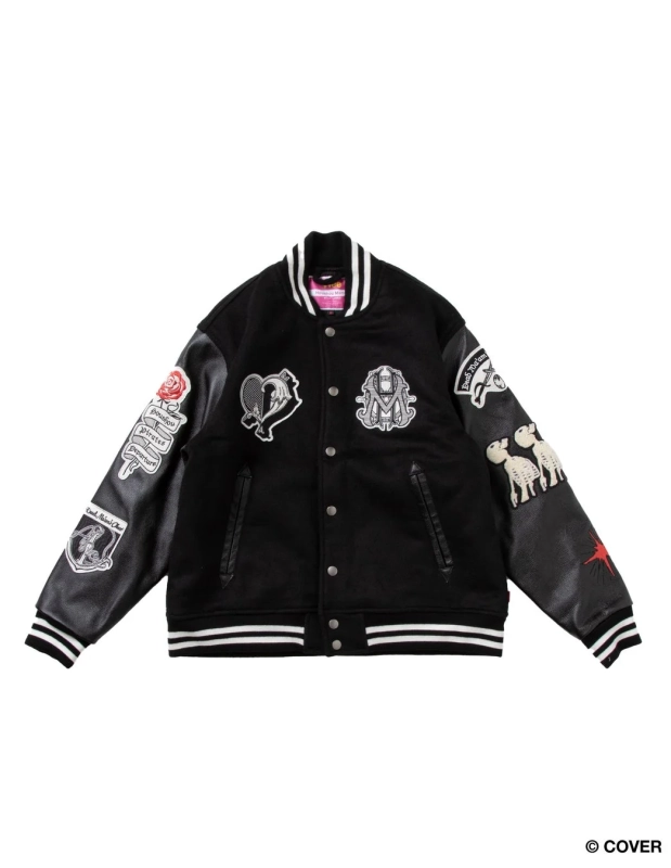 VTee x Houshou Marine "Dead Ma'am's Chest" VARSITY JACKET 胸元・袖